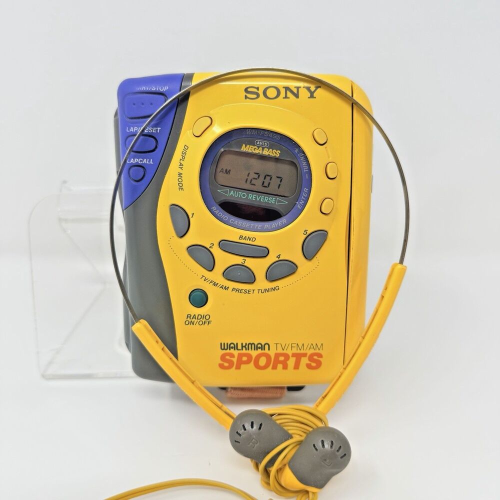 Sony WM-FS495 Walkman Sports AM FM Cassette Player Original Headset Needs Belt